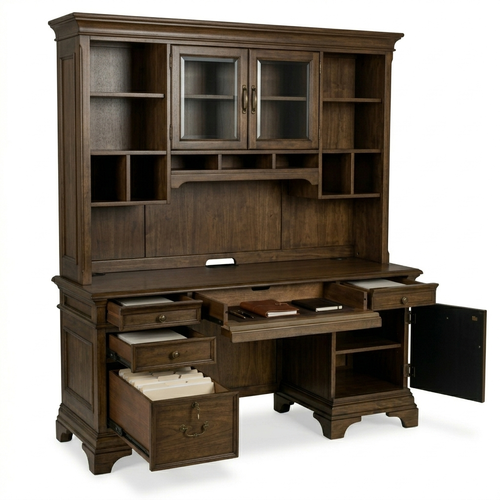 Brantley Heritage Credenza Desk with Hutch
