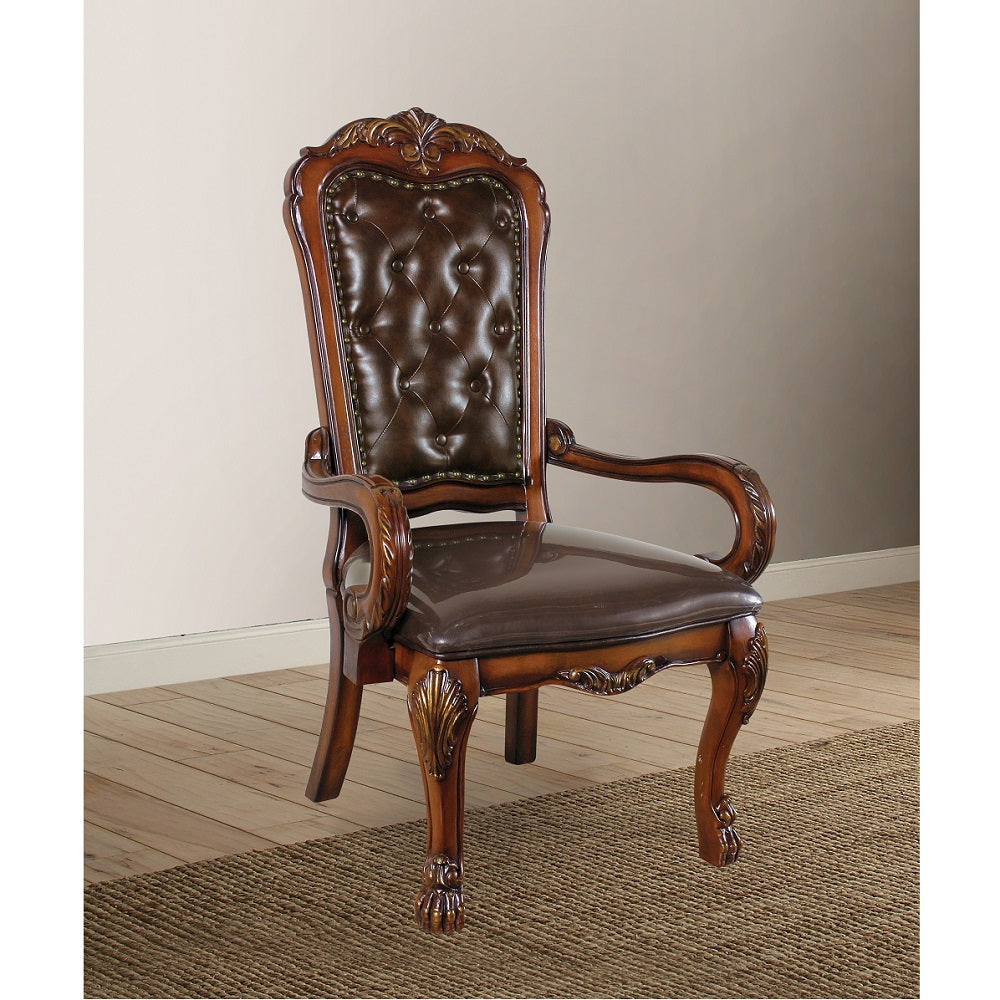 Dresden Executive Office Chair - Synthetic Leather & Cherry Oak Finish - 12170