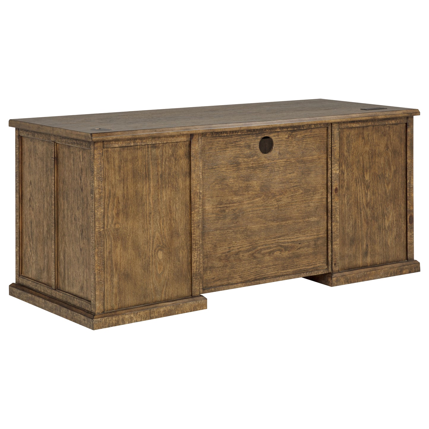 Altidore 68-Inch Traditional Executive Home Office Desk with 7 Drawers, Power Outlets & Locking Files – Distressed Brown (Fully Assembled)