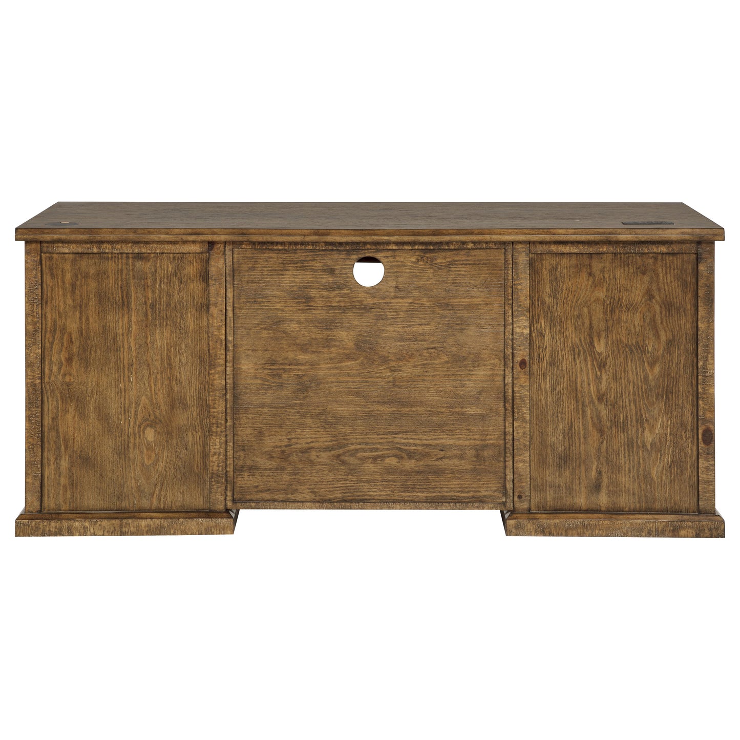 Altidore 68-Inch Traditional Executive Home Office Desk with 7 Drawers, Power Outlets & Locking Files – Distressed Brown (Fully Assembled)