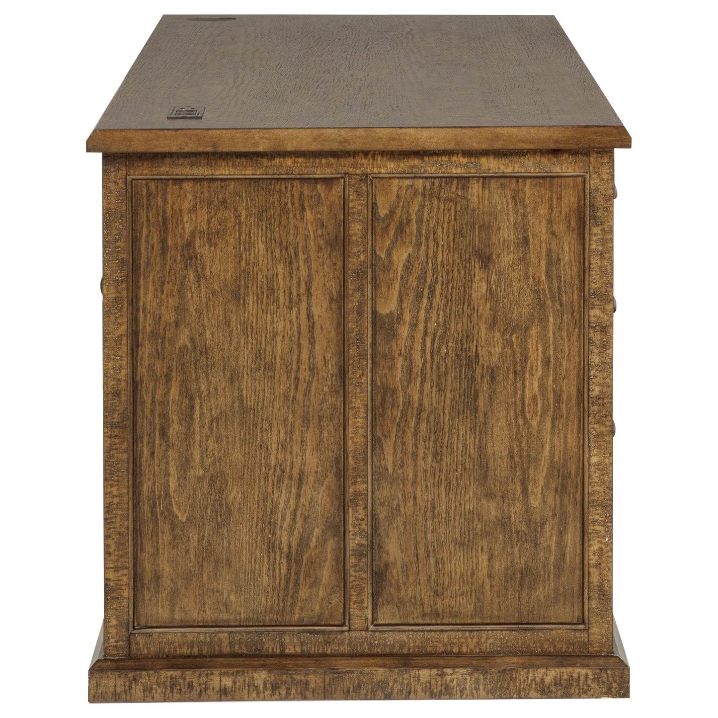 Altidore 68-Inch Traditional Executive Home Office Desk with 7 Drawers, Power Outlets & Locking Files – Distressed Brown (Fully Assembled)