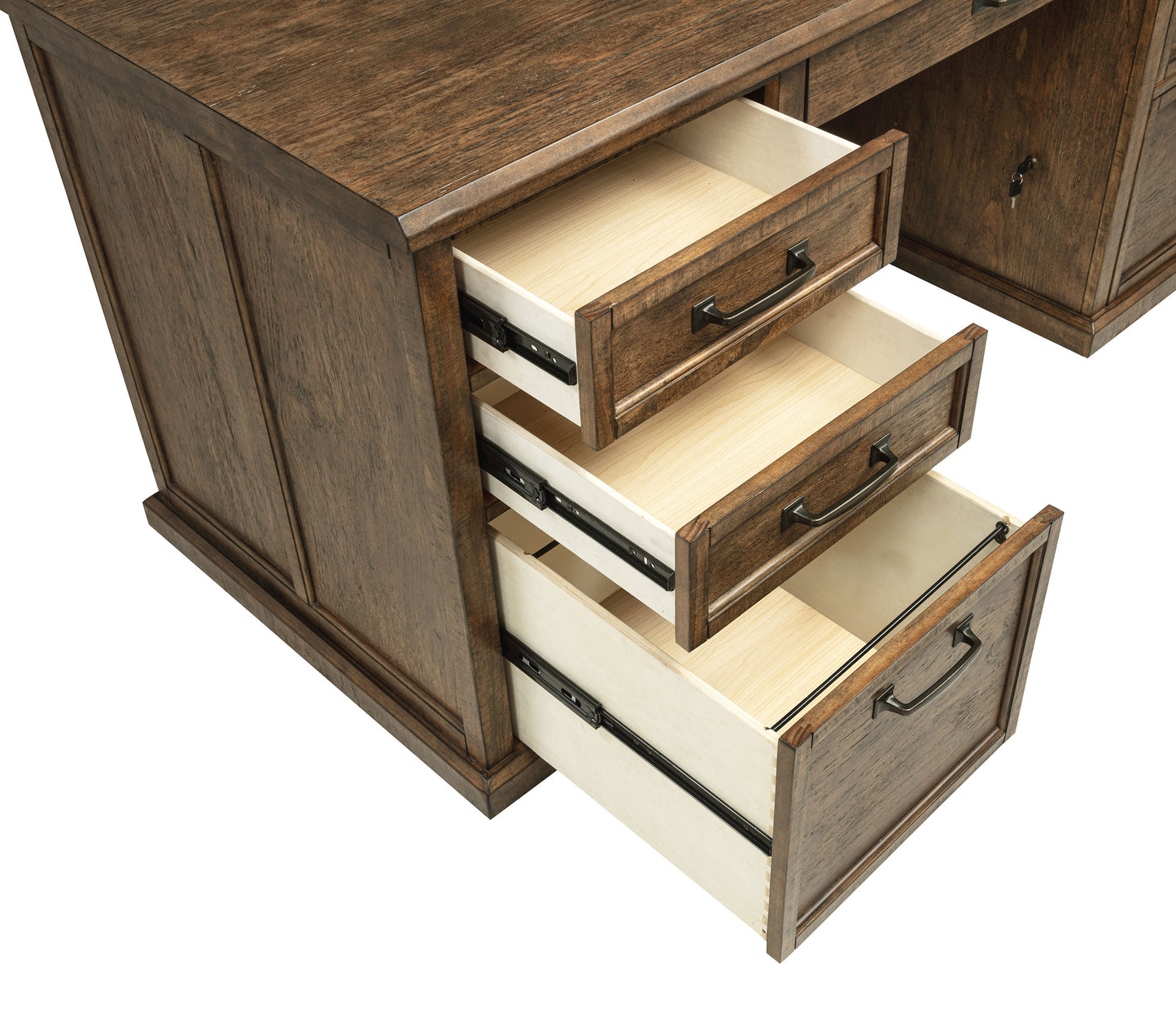 Altidore 68-Inch Traditional Executive Home Office Desk with 7 Drawers, Power Outlets & Locking Files – Distressed Brown (Fully Assembled)