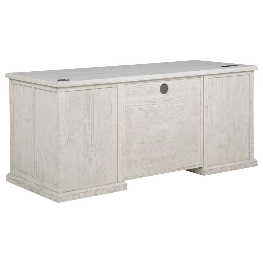 Title: Altidore 68-Inch Traditional Executive Home Office Desk with 7 Drawers, Power Outlets & Locking Files – Distressed White (Fully Assembled)