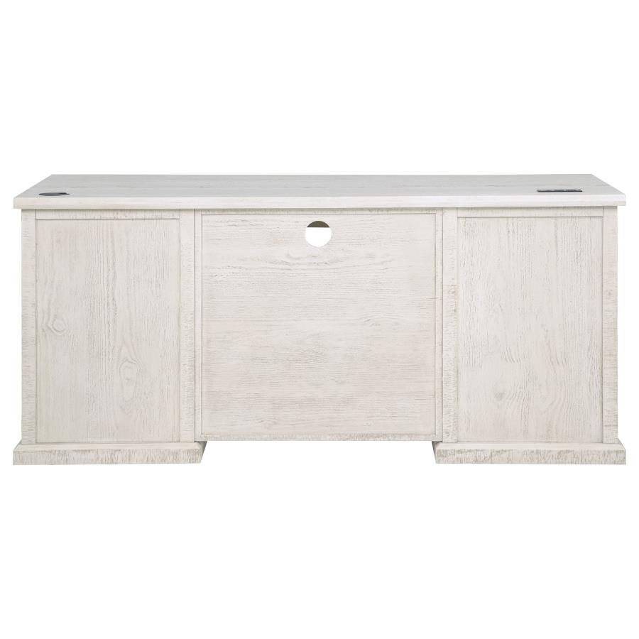 Title: Altidore 68-Inch Traditional Executive Home Office Desk with 7 Drawers, Power Outlets & Locking Files – Distressed White (Fully Assembled)