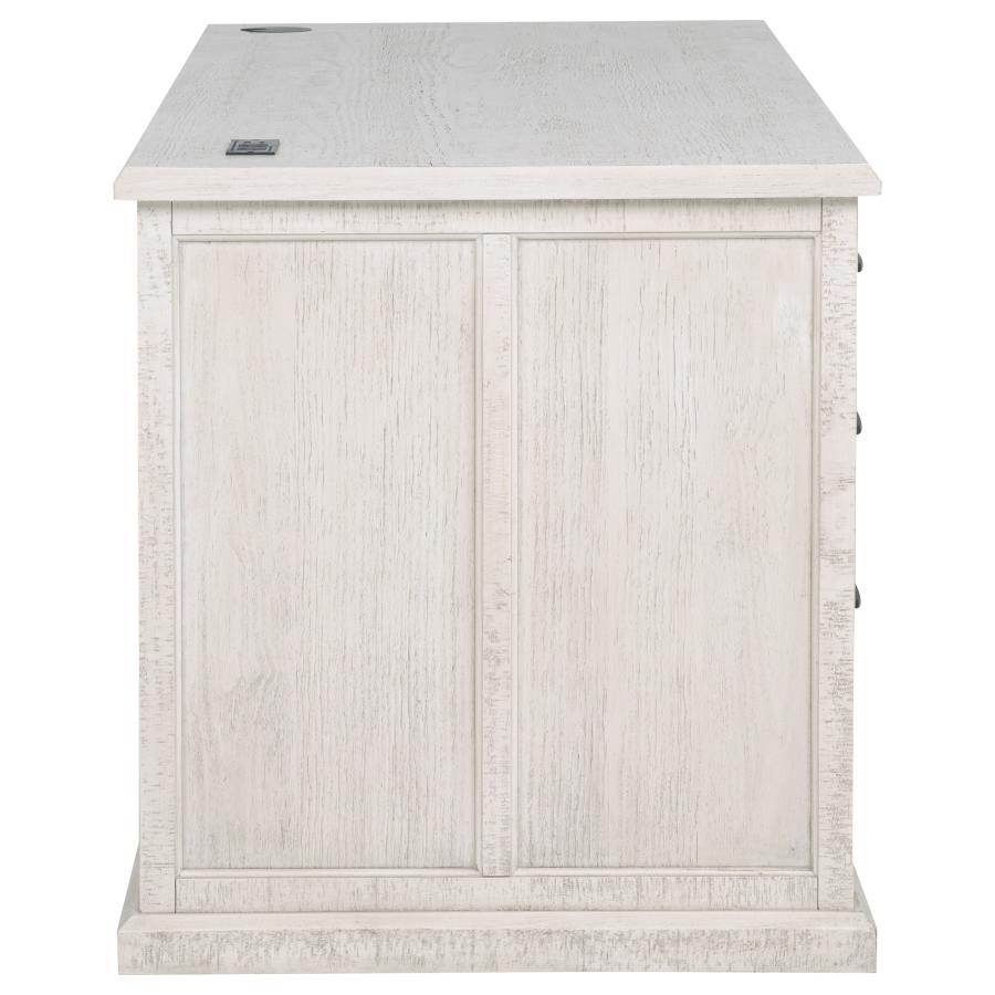 Title: Altidore 68-Inch Traditional Executive Home Office Desk with 7 Drawers, Power Outlets & Locking Files – Distressed White (Fully Assembled)