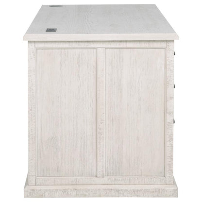 Title: Altidore 68-Inch Traditional Executive Home Office Desk with 7 Drawers, Power Outlets & Locking Files – Distressed White (Fully Assembled)