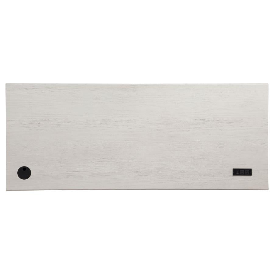 Title: Altidore 68-Inch Traditional Executive Home Office Desk with 7 Drawers, Power Outlets & Locking Files – Distressed White (Fully Assembled)