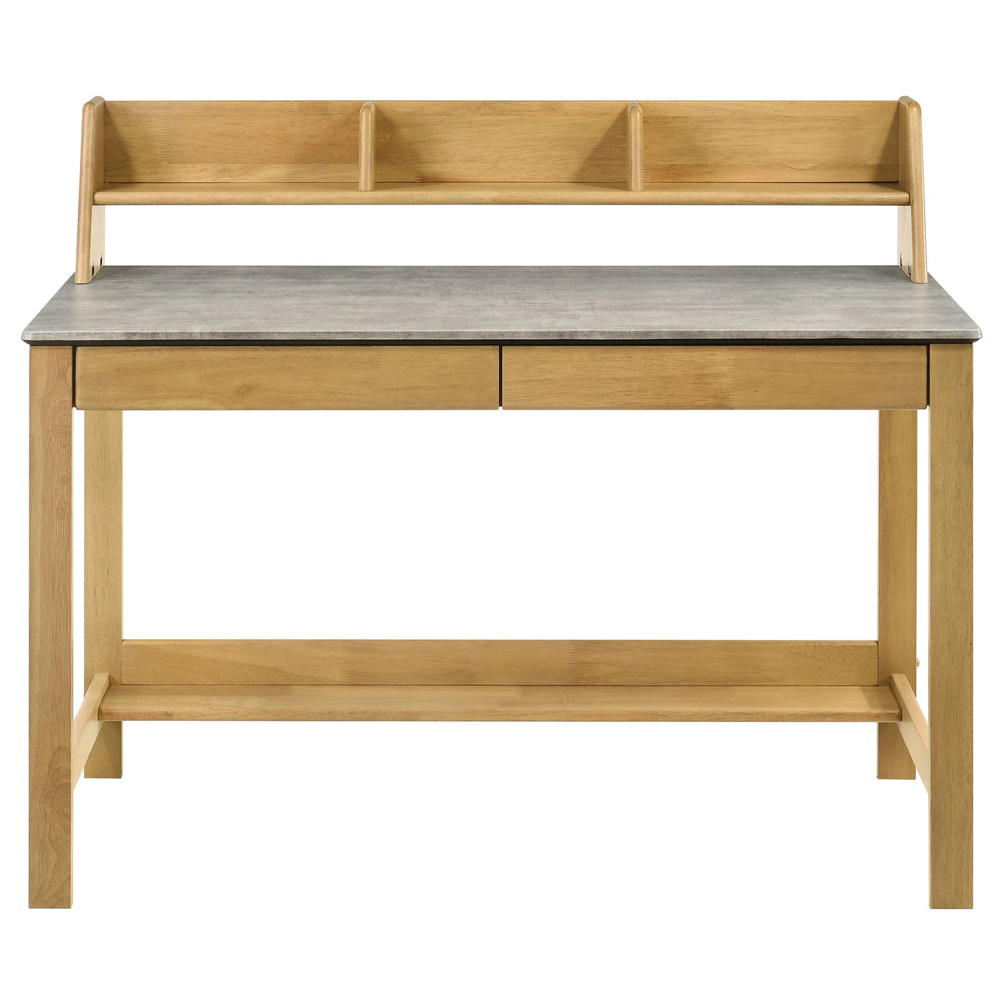 Besler 47-Inch Transitional SmartTop Writing Desk with 2 Drawers & Shelves – Cement & Natural or Grey Stone & Black