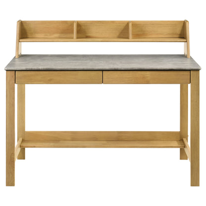 Besler 47-Inch Transitional SmartTop Writing Desk with 2 Drawers & Shelves – Cement & Natural or Grey Stone & Black