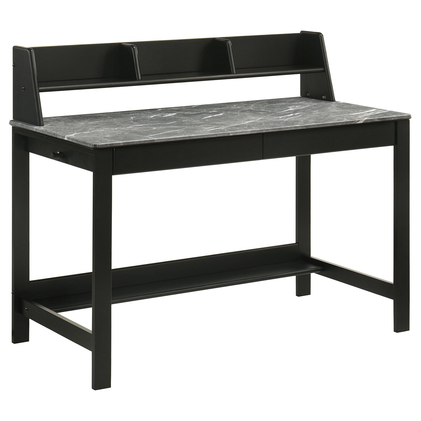 Besler 47-Inch Transitional SmartTop Writing Desk with 2 Drawers & Shelves – Cement & Natural or Grey Stone & Black