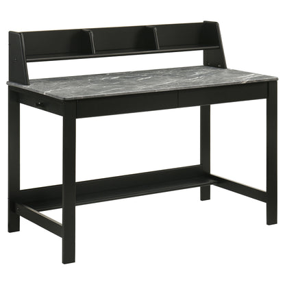 Besler 47-Inch Transitional SmartTop Writing Desk with 2 Drawers & Shelves – Cement & Natural or Grey Stone & Black