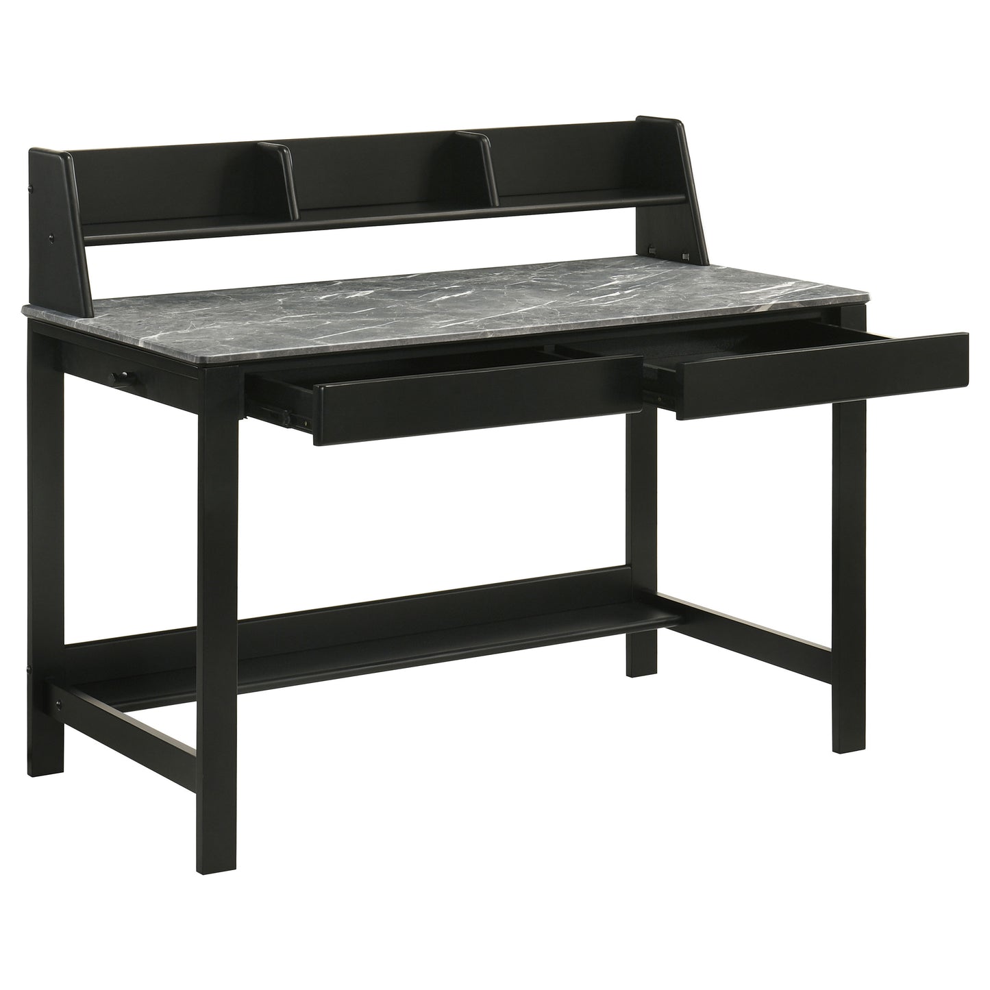 Besler 47-Inch Transitional SmartTop Writing Desk with 2 Drawers & Shelves – Cement & Natural or Grey Stone & Black