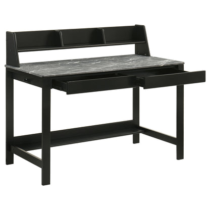 Besler 47-Inch Transitional SmartTop Writing Desk with 2 Drawers & Shelves – Cement & Natural or Grey Stone & Black