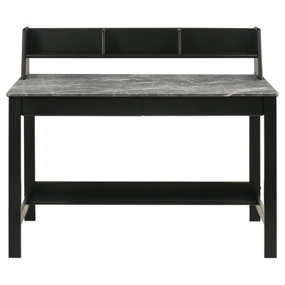 Besler 47-Inch Transitional SmartTop Writing Desk with 2 Drawers & Shelves – Cement & Natural or Grey Stone & Black