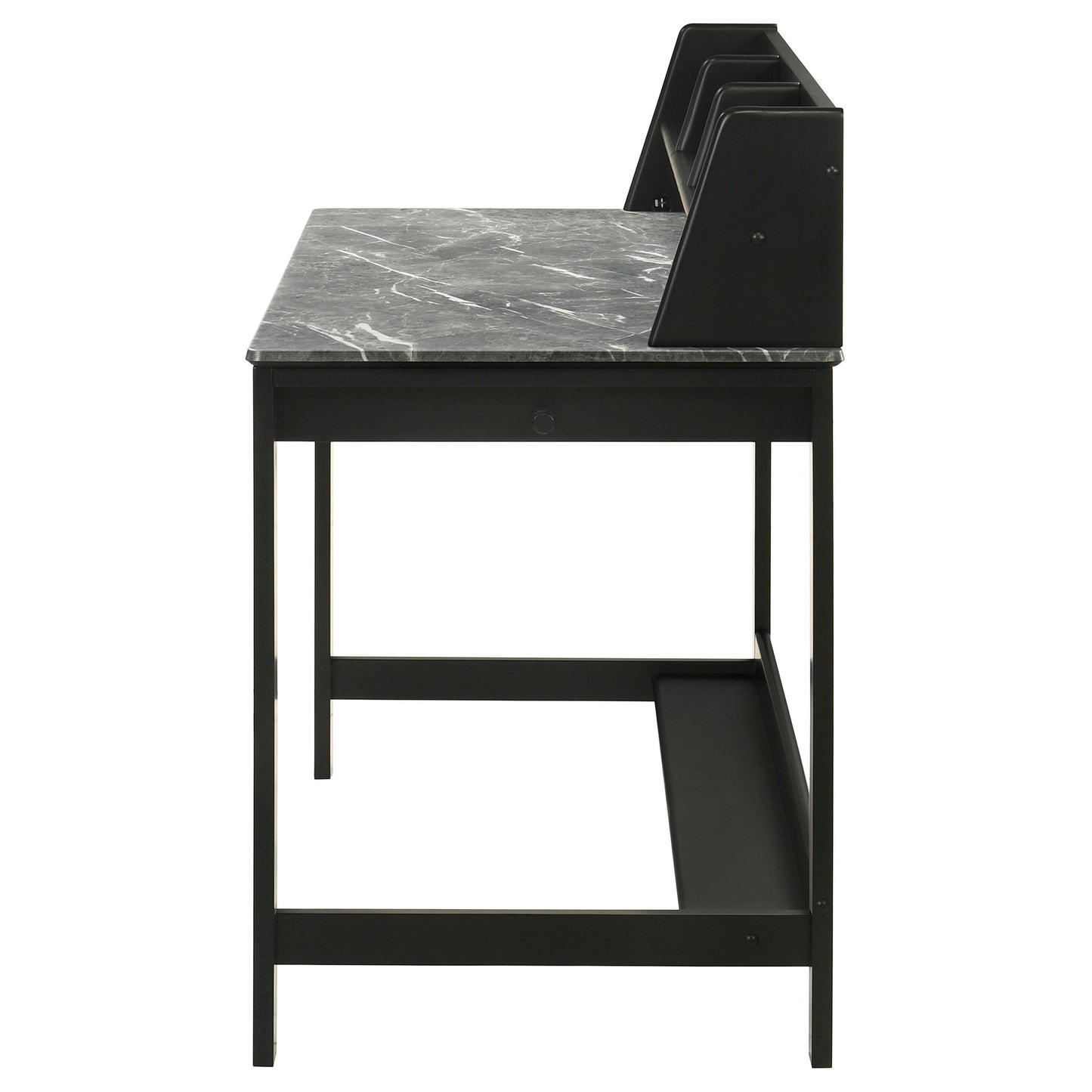 Besler 47-Inch Transitional SmartTop Writing Desk with 2 Drawers & Shelves – Cement & Natural or Grey Stone & Black