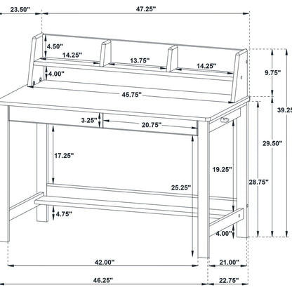 Besler 47-Inch Transitional SmartTop Writing Desk with 2 Drawers & Shelves – Cement & Natural or Grey Stone & Black