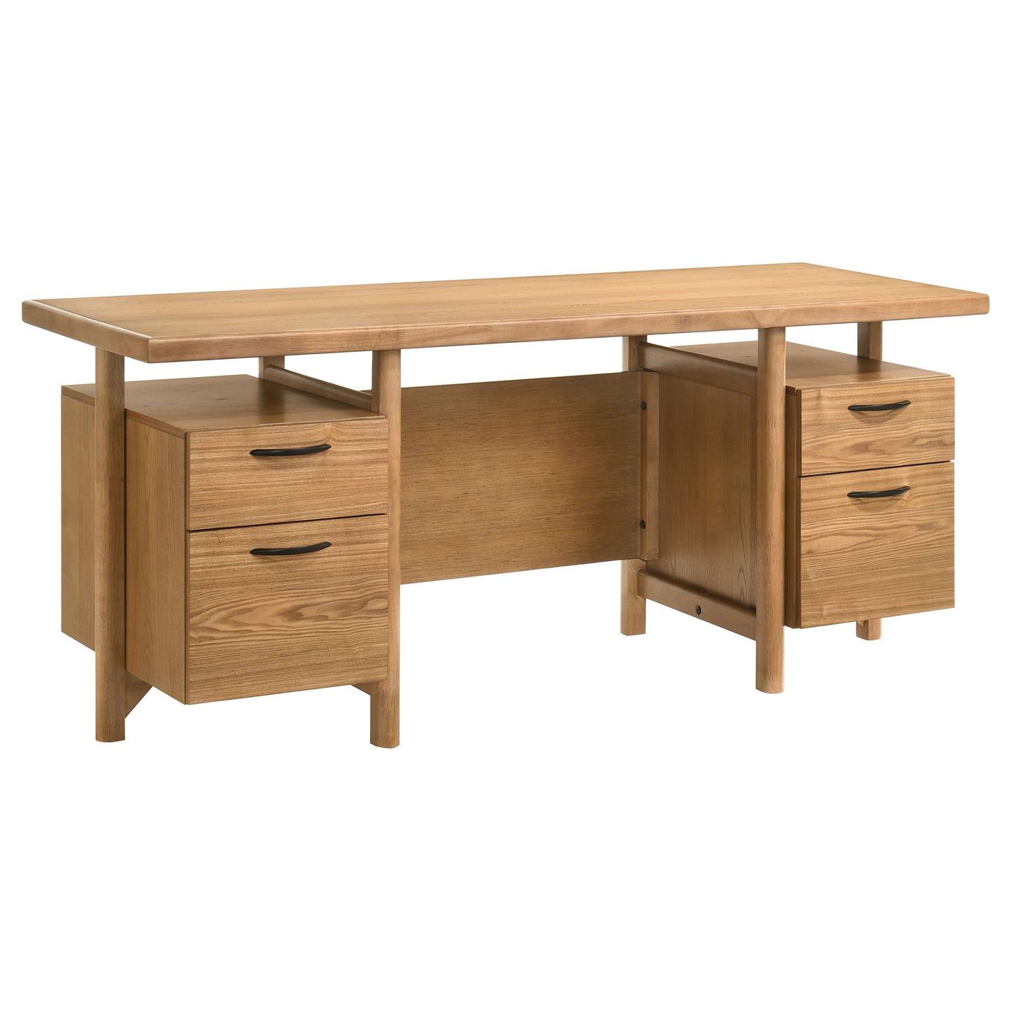 Roldan 69-Inch Transitional 4-Drawer Double Pedestal Computer Desk – Light Ash