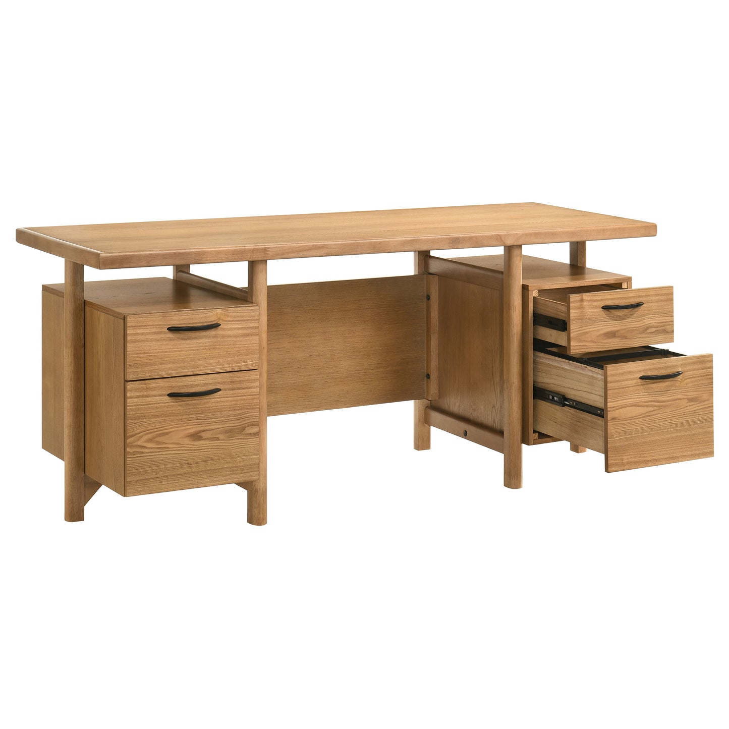 Roldan 69-Inch Transitional 4-Drawer Double Pedestal Computer Desk – Light Ash