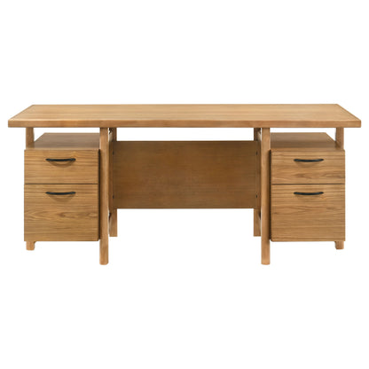 Roldan 69-Inch Transitional 4-Drawer Double Pedestal Computer Desk – Light Ash