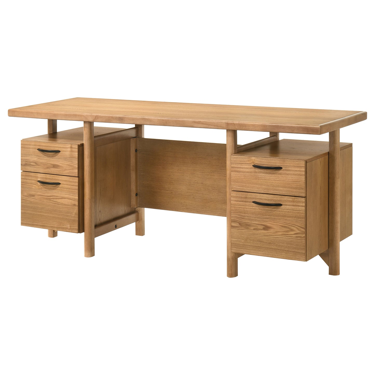 Roldan 69-Inch Transitional 4-Drawer Double Pedestal Computer Desk – Light Ash