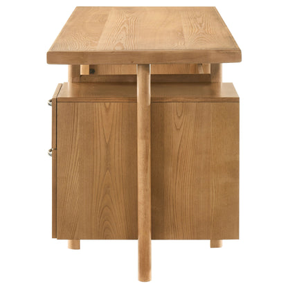 Roldan 69-Inch Transitional 4-Drawer Double Pedestal Computer Desk – Light Ash