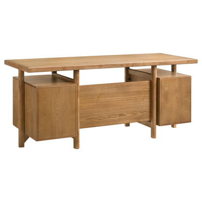 Roldan 69-Inch Transitional 4-Drawer Double Pedestal Computer Desk – Light Ash