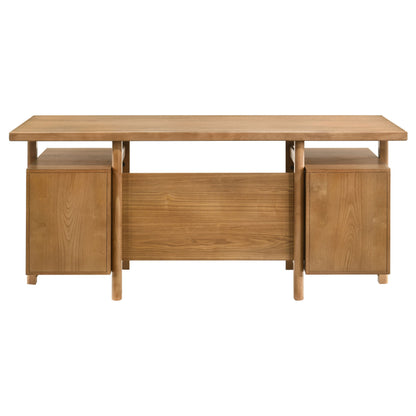 Roldan 69-Inch Transitional 4-Drawer Double Pedestal Computer Desk – Light Ash