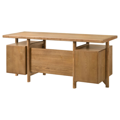Roldan 69-Inch Transitional 4-Drawer Double Pedestal Computer Desk – Light Ash