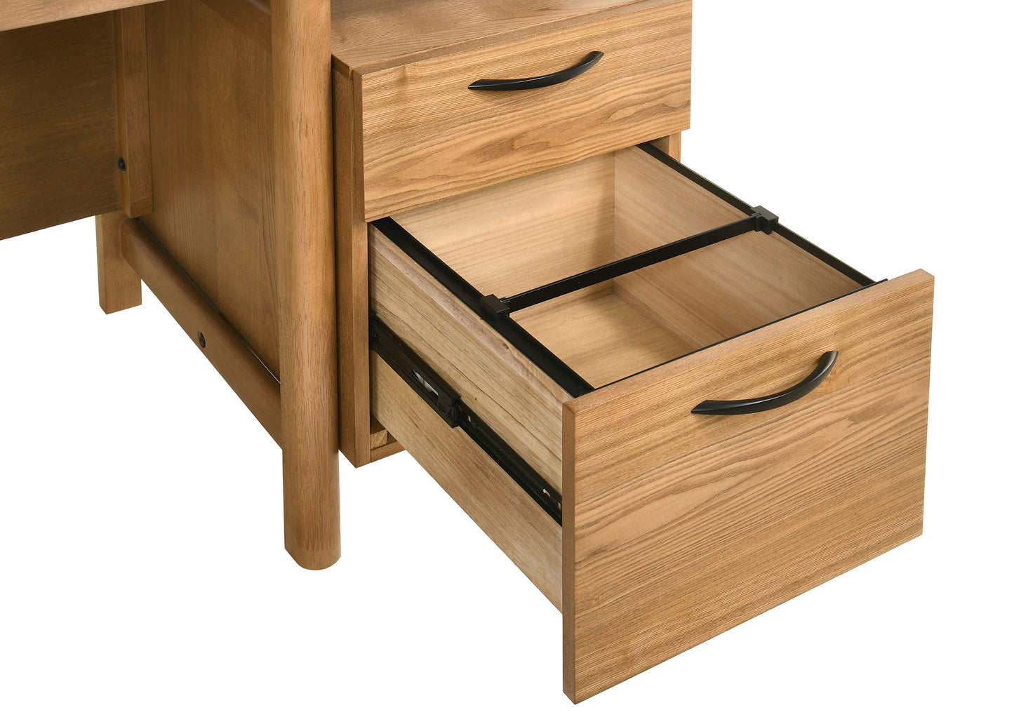 Roldan 69-Inch Transitional 4-Drawer Double Pedestal Computer Desk – Light Ash