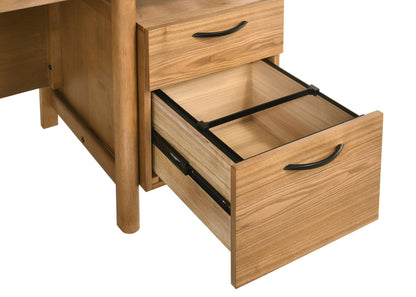 Roldan 69-Inch Transitional 4-Drawer Double Pedestal Computer Desk – Light Ash