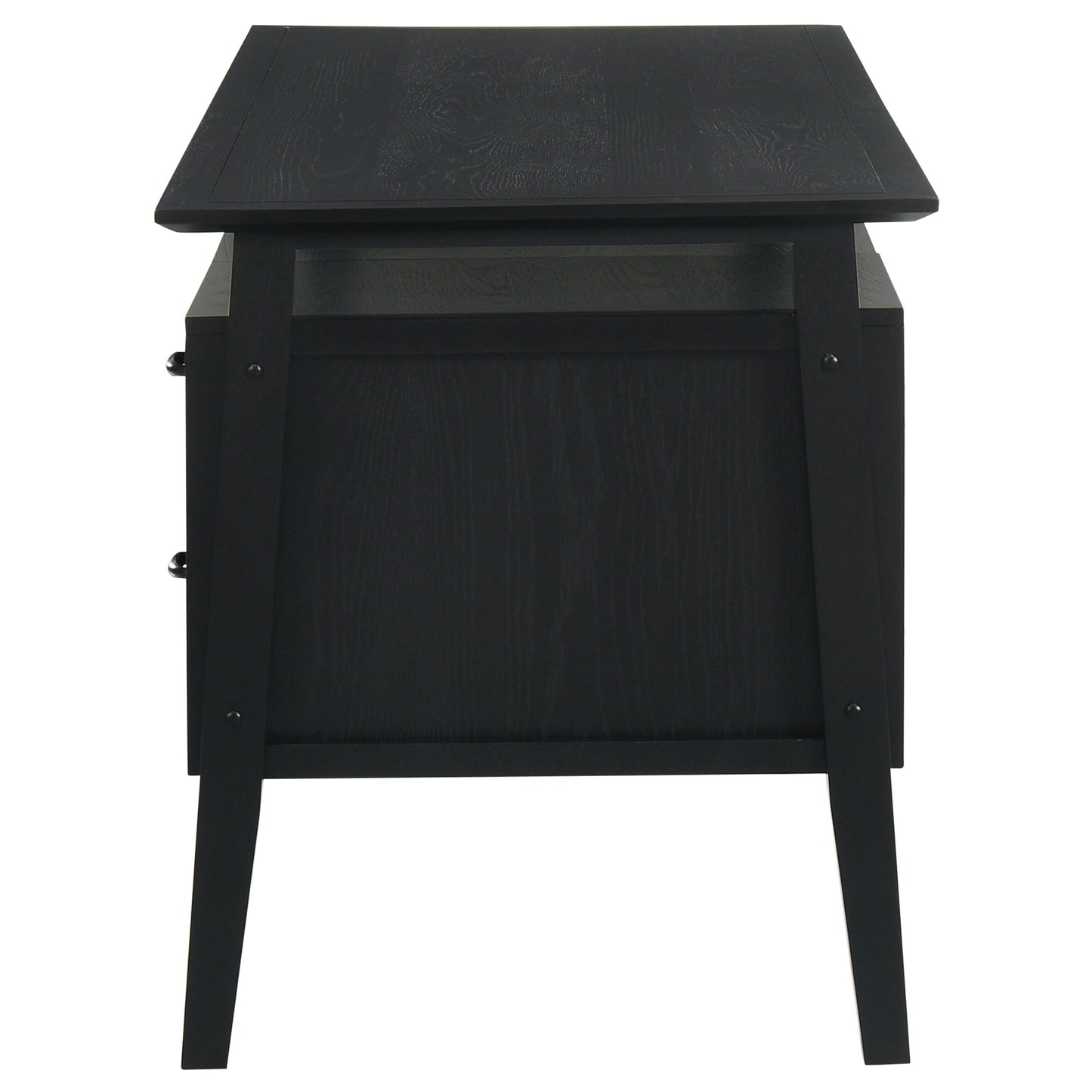 Goodson 64-Inch Transitional 4-Drawer Double Pedestal Computer Desk – Distressed Light Brown or Black