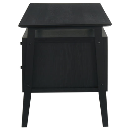 Goodson 64-Inch Transitional 4-Drawer Double Pedestal Computer Desk – Distressed Light Brown or Black