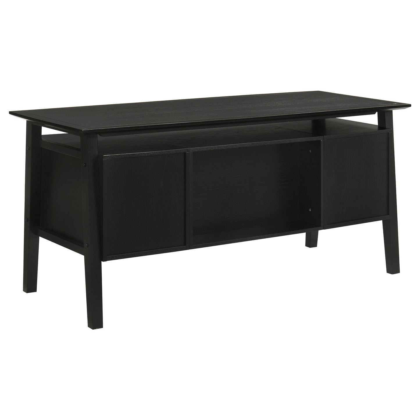 Goodson 64-Inch Transitional 4-Drawer Double Pedestal Computer Desk – Distressed Light Brown or Black