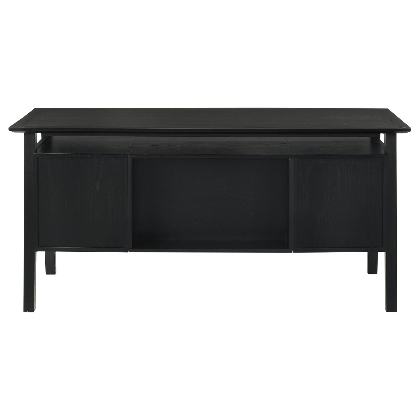 Goodson 64-Inch Transitional 4-Drawer Double Pedestal Computer Desk – Distressed Light Brown or Black