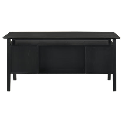 Goodson 64-Inch Transitional 4-Drawer Double Pedestal Computer Desk – Distressed Light Brown or Black