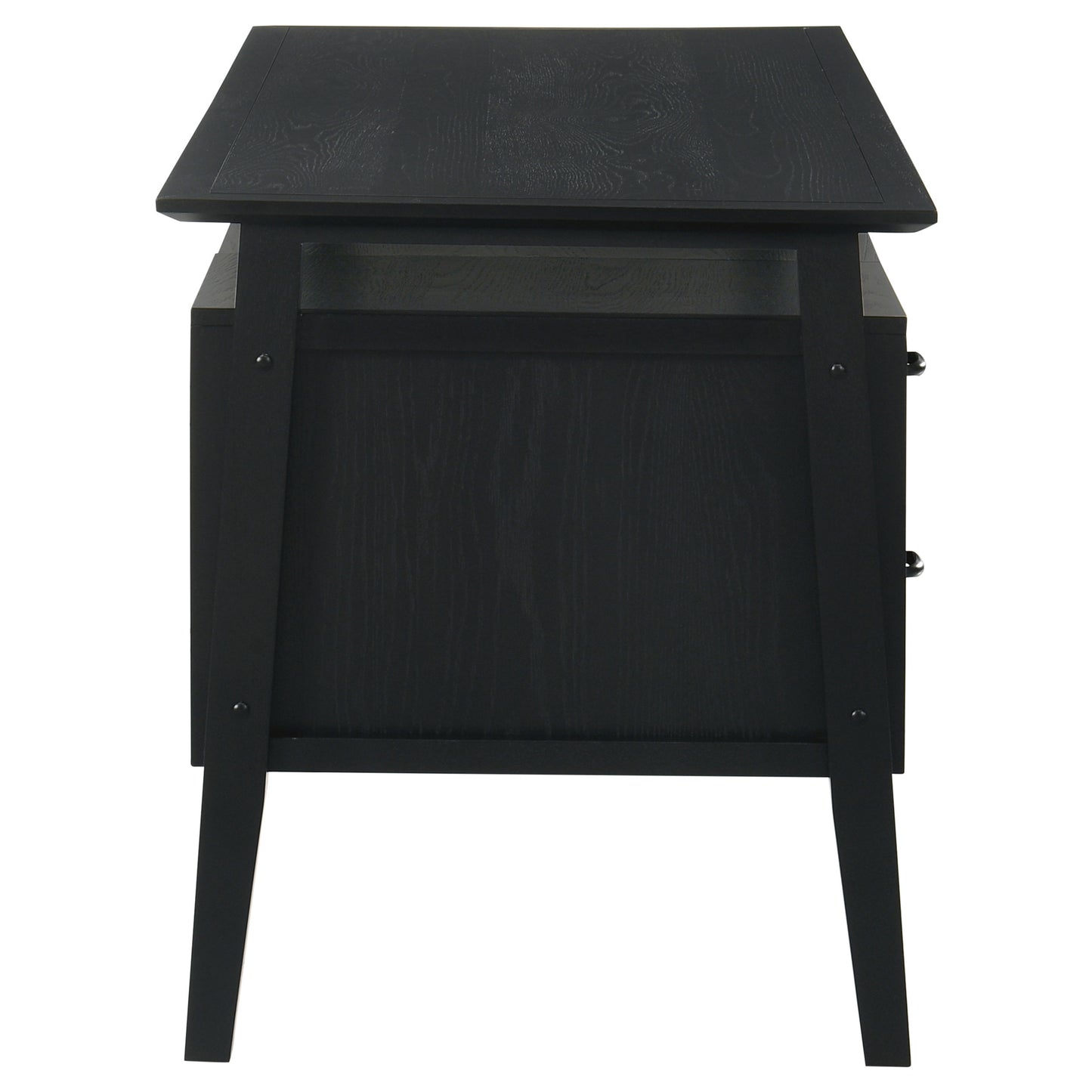 Goodson 64-Inch Transitional 4-Drawer Double Pedestal Computer Desk – Distressed Light Brown or Black