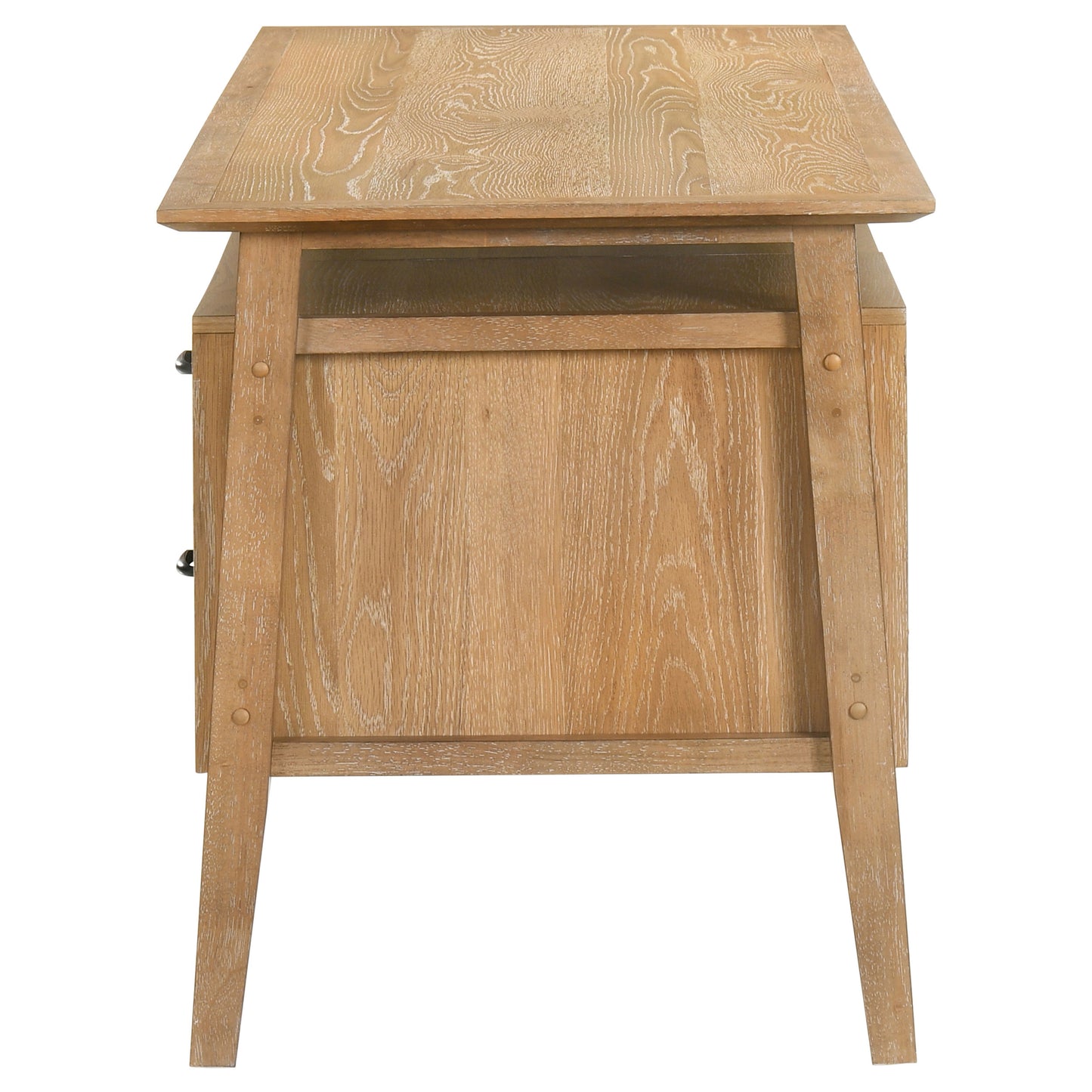 Goodson 64-Inch Transitional 4-Drawer Double Pedestal Computer Desk – Distressed Light Brown or Black