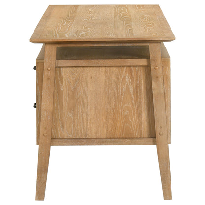 Goodson 64-Inch Transitional 4-Drawer Double Pedestal Computer Desk – Distressed Light Brown or Black