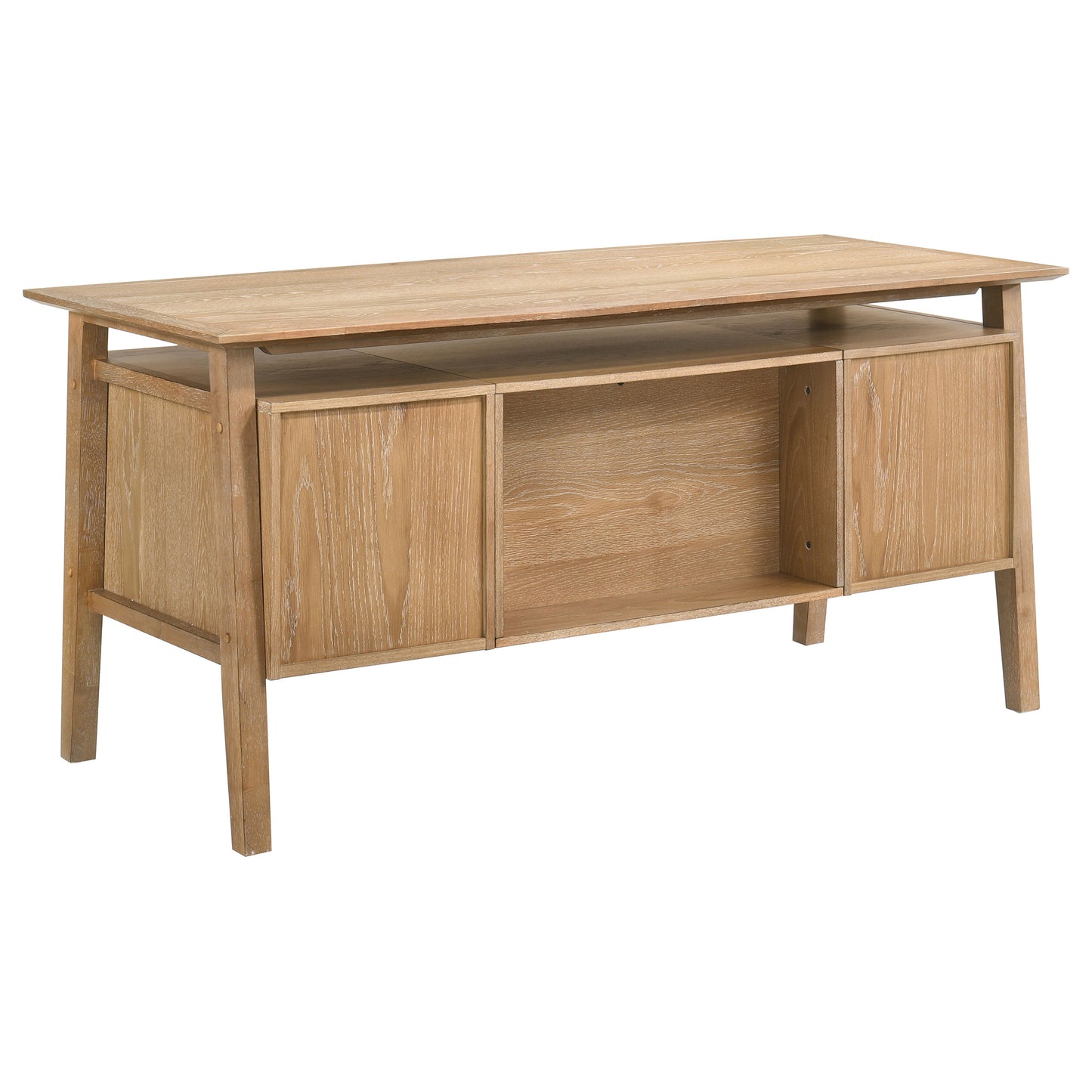 Goodson 64-Inch Transitional 4-Drawer Double Pedestal Computer Desk – Distressed Light Brown or Black