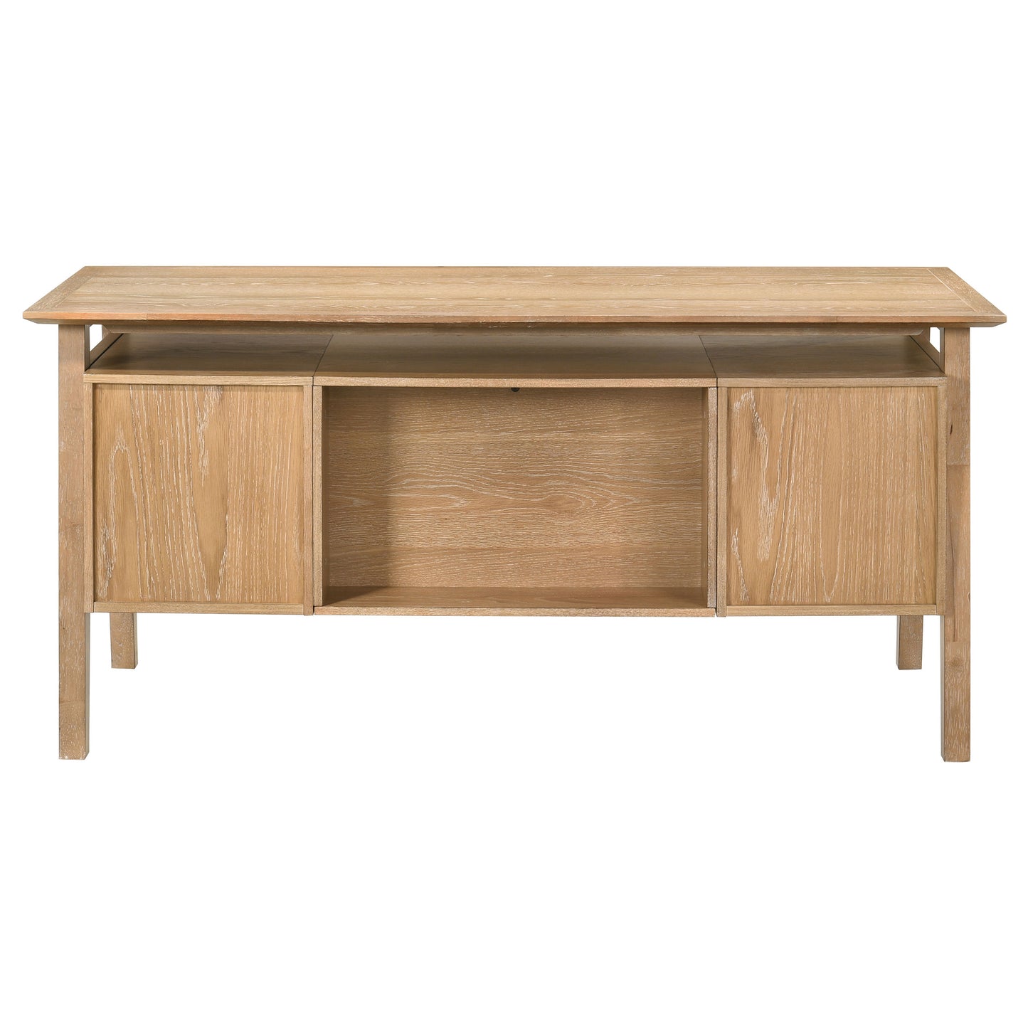 Goodson 64-Inch Transitional 4-Drawer Double Pedestal Computer Desk – Distressed Light Brown or Black