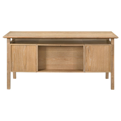 Goodson 64-Inch Transitional 4-Drawer Double Pedestal Computer Desk – Distressed Light Brown or Black