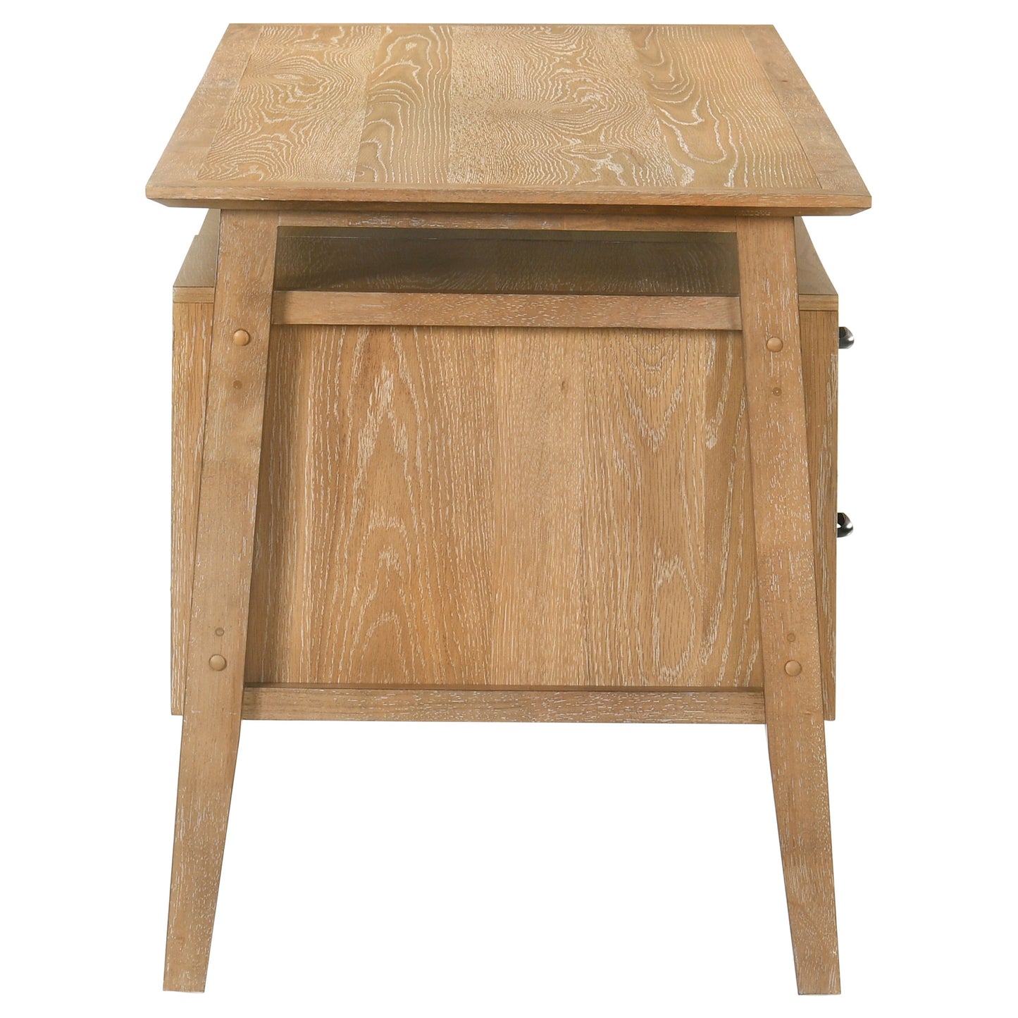 Goodson 64-Inch Transitional 4-Drawer Double Pedestal Computer Desk – Distressed Light Brown or Black