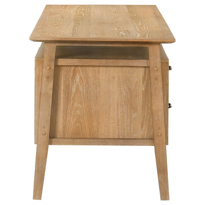 Goodson 64-Inch Transitional 4-Drawer Double Pedestal Computer Desk – Distressed Light Brown or Black