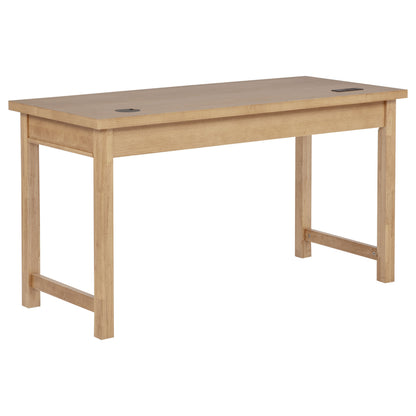 Vermes 55-Inch Transitional Writing Desk with 3 Drawers & Power Outlets – Light Ash