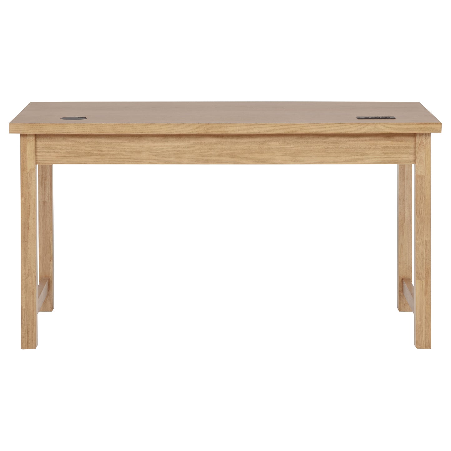Vermes 55-Inch Transitional Writing Desk with 3 Drawers & Power Outlets – Light Ash