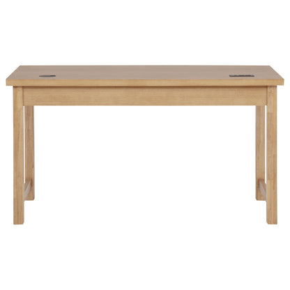 Vermes 55-Inch Transitional Writing Desk with 3 Drawers & Power Outlets – Light Ash