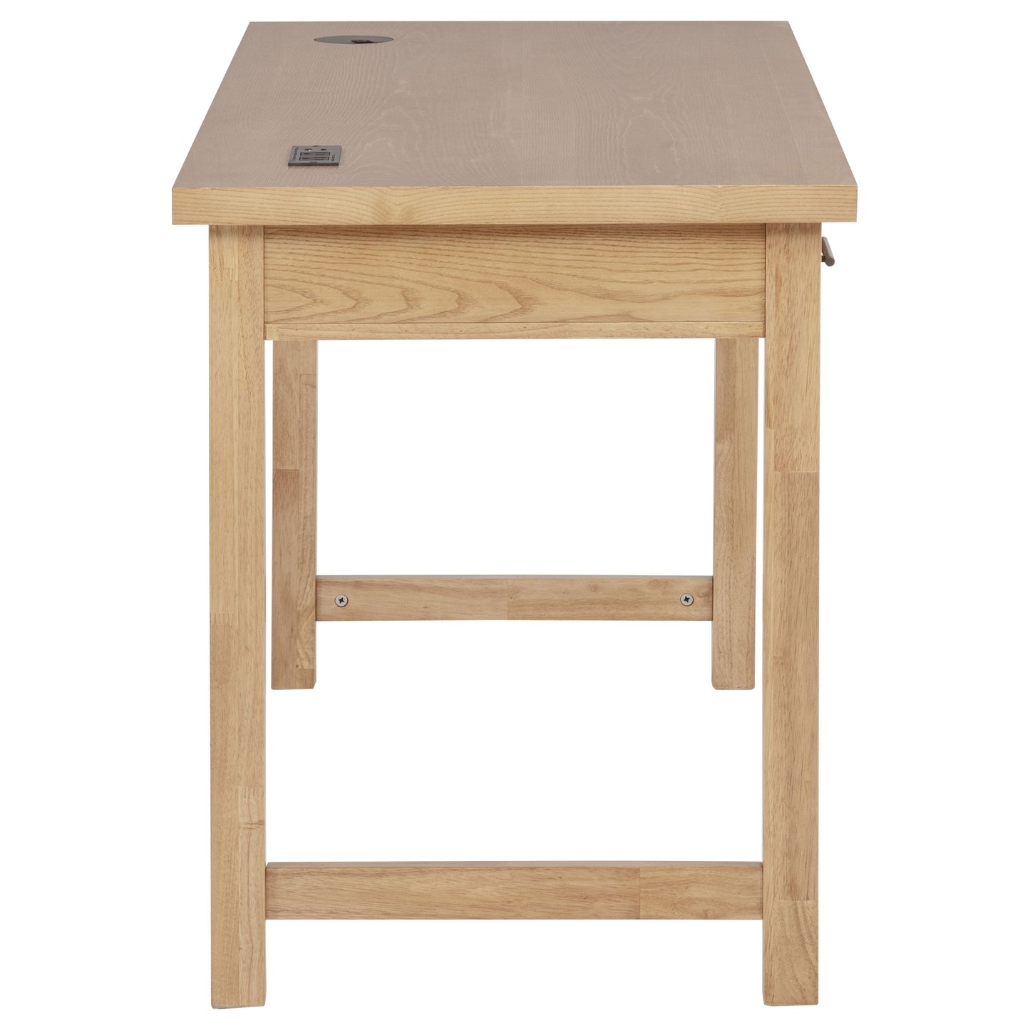 Vermes 55-Inch Transitional Writing Desk with 3 Drawers & Power Outlets – Light Ash