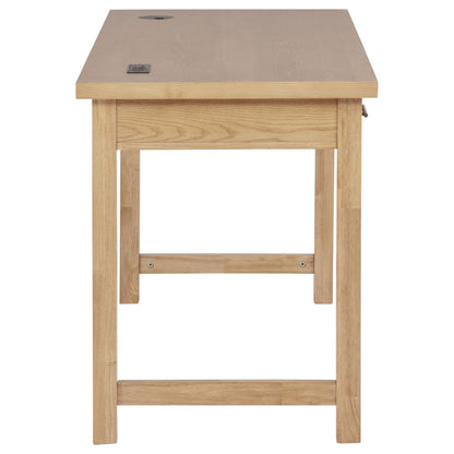 Vermes 55-Inch Transitional Writing Desk with 3 Drawers & Power Outlets – Light Ash