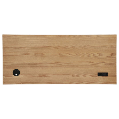 Vermes 55-Inch Transitional Writing Desk with 3 Drawers & Power Outlets – Light Ash