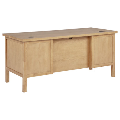 Vermes 66-Inch Transitional Computer Desk with 7 Drawers & Power Outlets – Light Ash (Fully Assembled)
